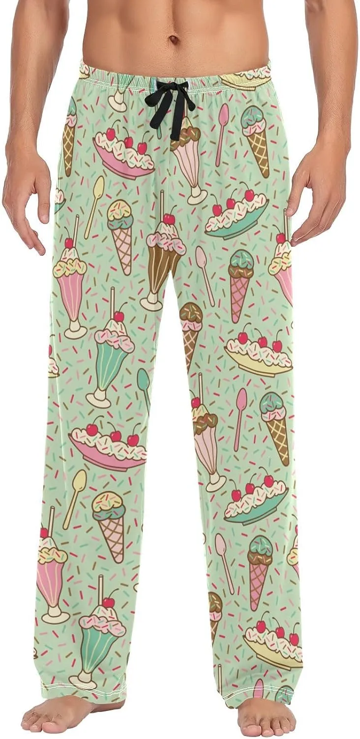 Ice Cream Dessert Candy Pattern Men's Pajama Pants Sleepwear Lounge Pajama Bottoms