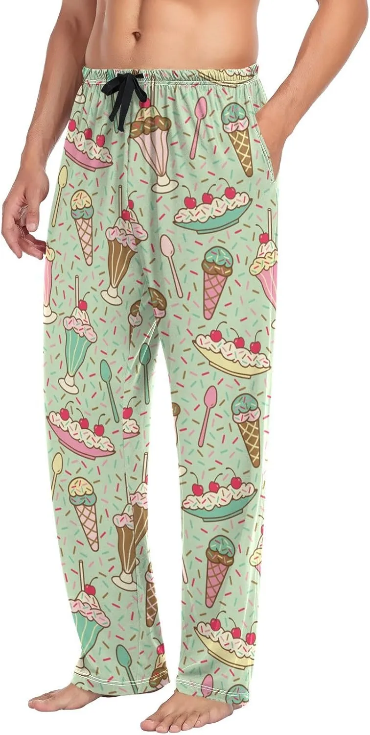 Ice Cream Dessert Candy Pattern Men's Pajama Pants Sleepwear Lounge Pajama Bottoms