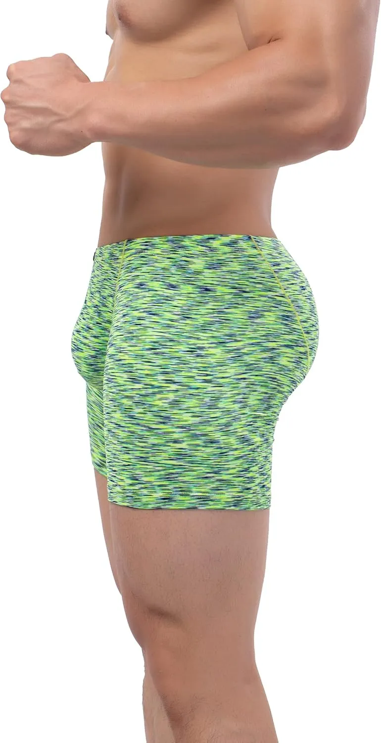 IKINGSKY Men's Quick-dry Long Leg Boxer Briefs Sexy Bulge Trunks No Ride Up Shorts Underwear Seamless Front Under Panties