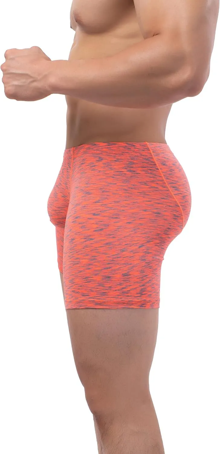 IKINGSKY Men's Quick-dry Long Leg Boxer Briefs Sexy Bulge Trunks No Ride Up Shorts Underwear Seamless Front Under Panties