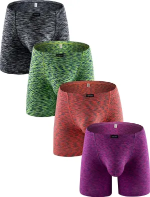 IKINGSKY Men's Quick-dry Long Leg Boxer Briefs Sexy Bulge Trunks No Ride Up Shorts Underwear Seamless Front Under Panties