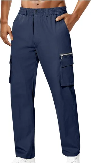 Jogger Cargo Pants for Men Lightweight Hiking Pants Loose Straight Leg Pants Relaxed Active Pants Fall Work Pants