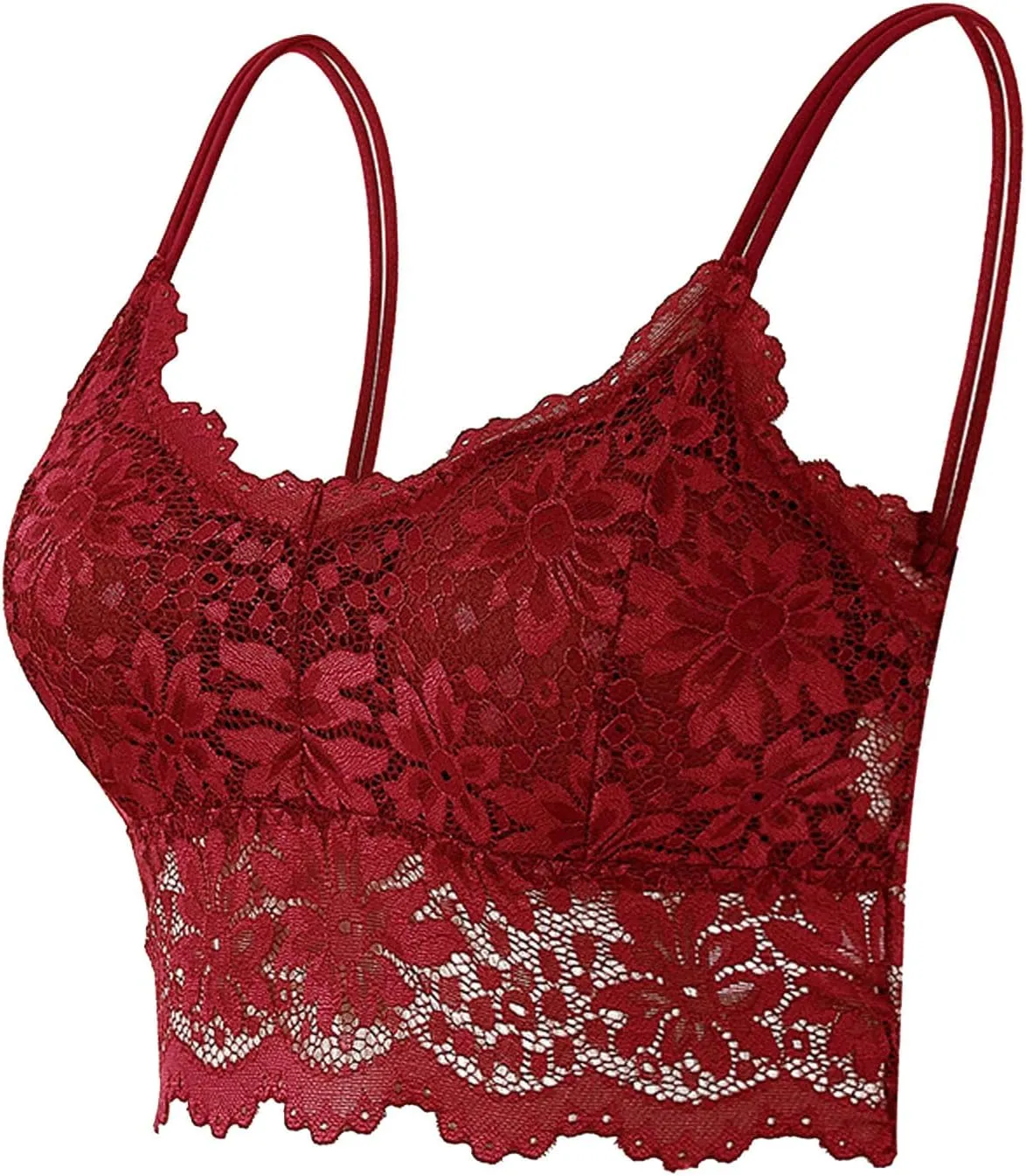 Lace Bralettes for Women Girls Padded Plus Size Push Up Spaghetti Strap Top No Underwire Full Coverage Wirefree Bras
