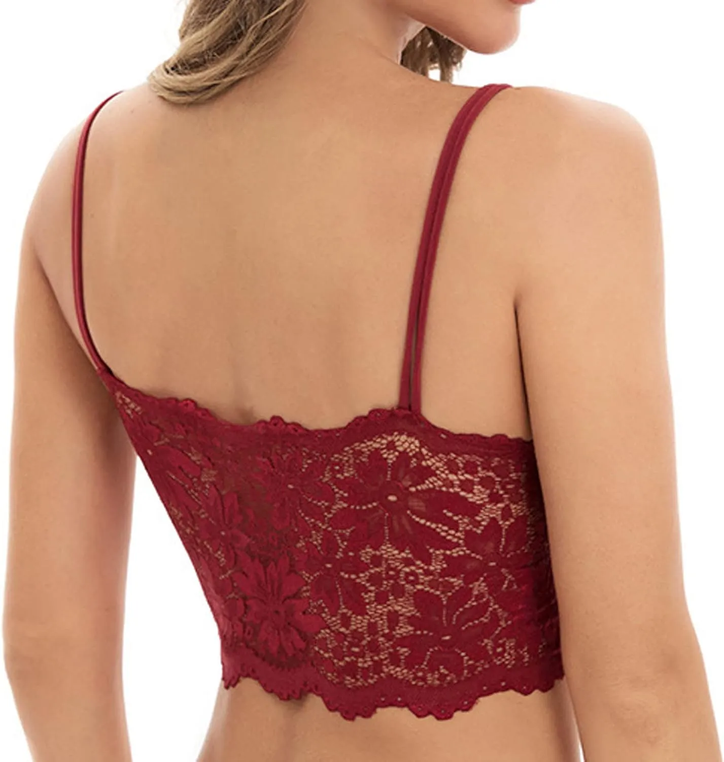 Lace Bralettes for Women Girls Padded Plus Size Push Up Spaghetti Strap Top No Underwire Full Coverage Wirefree Bras