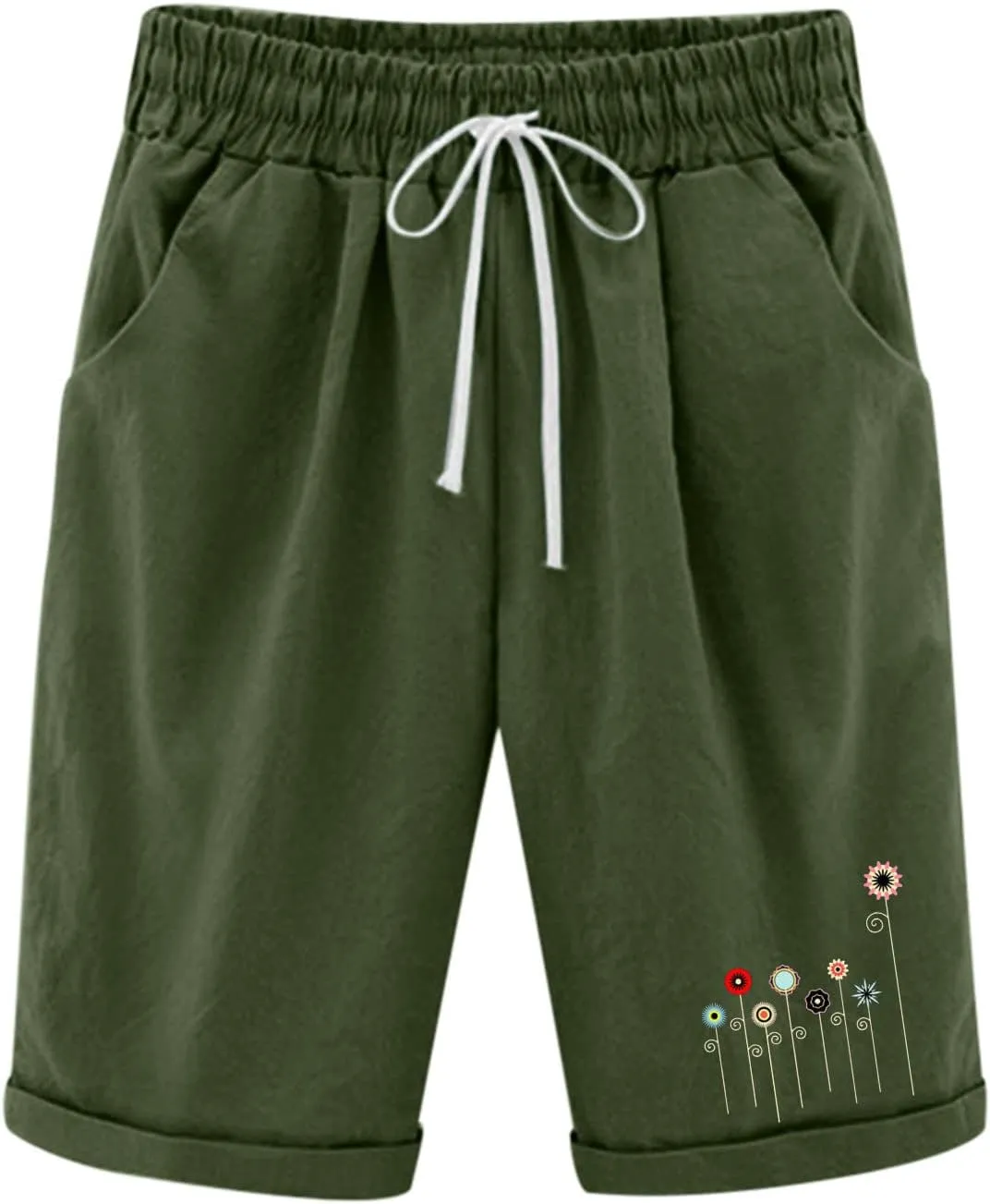 LCMTWX Flowy Shorts Waist Pants Shorts Loose Elastic Pocketed Womens Casual Drawstring Pants Flowy Shorts Jean Shorts Short