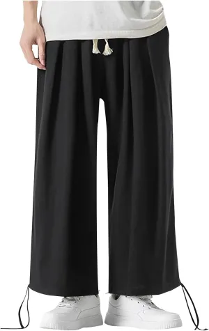 Linen Pants for Mens Casual Pants Drawstring Beach Pants Relaxed-Fit Yoga Pants Summer Elastic Waist Pants