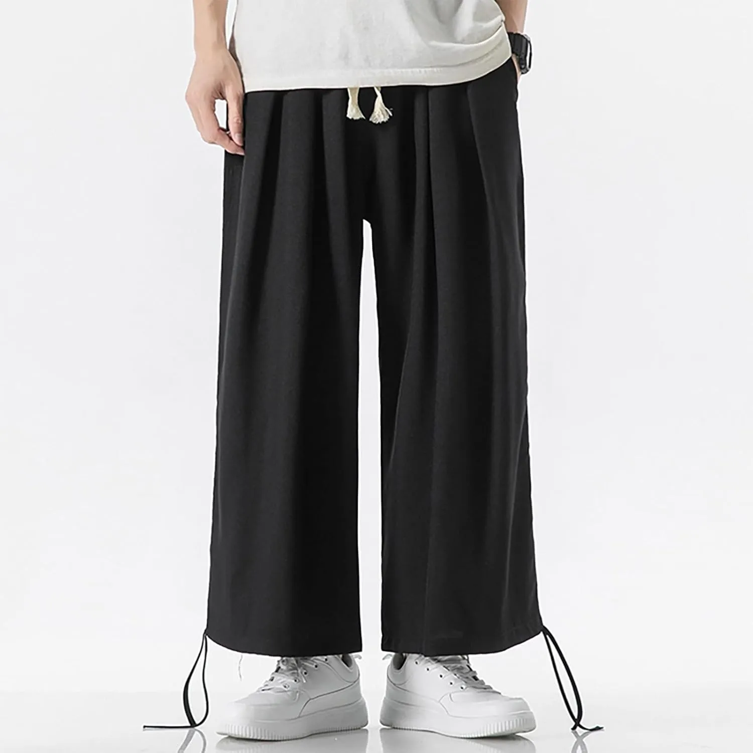 Linen Pants for Mens Casual Pants Drawstring Beach Pants Relaxed-Fit Yoga Pants Summer Elastic Waist Pants