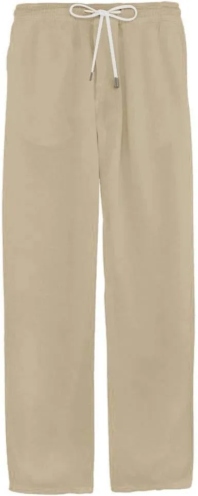 Linen Pants for Mens Casual Pants Relaxed-Fit Beach Pants Summer Yoga Pants Drawstring Elastic Waist Pants