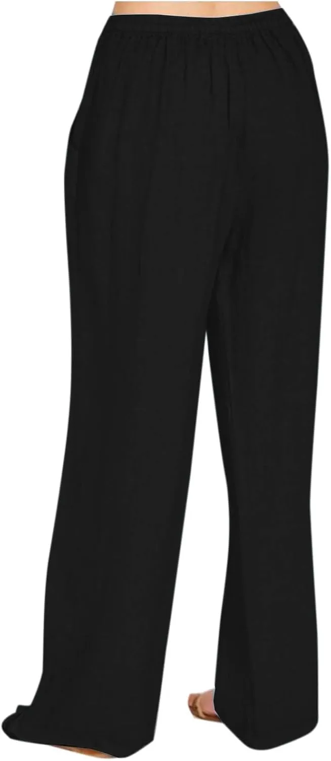 Linen Pants for Women Casual Straight Leg Pants Drawstring Trousers Pants Comfy Lounge Pants Solid Loose Work Pants