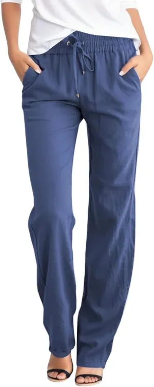 Linen Pants Women Loose Fit Cotton Pants Lightweight Summer Pants Loose Trousers Pants Casual High Waist Pants