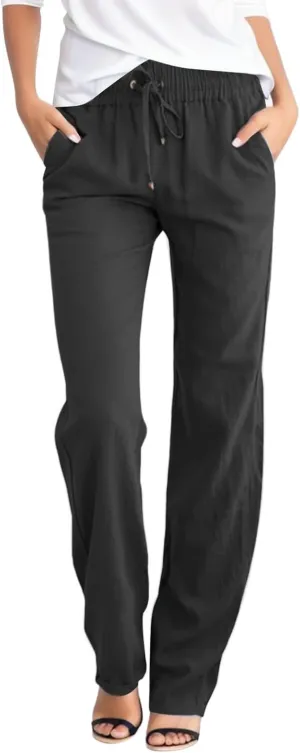 Linen Pants Women Loose Fit Cotton Pants Lightweight Summer Pants Loose Trousers Pants Casual High Waist Pants