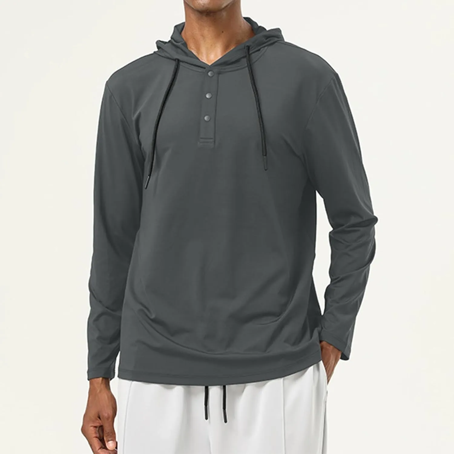 Long Sleeve Active Hoodie Lightweight Workout Upf 50  UV Sun Protection Hooded Fishing Sports Running Shirts for Men
