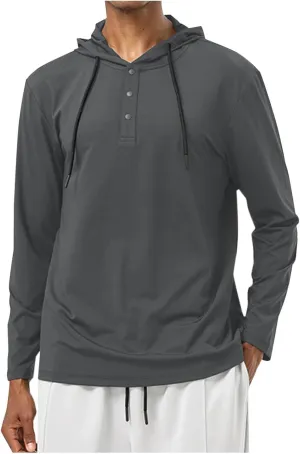 Long Sleeve Active Hoodie Lightweight Workout Upf 50  UV Sun Protection Hooded Fishing Sports Running Shirts for Men