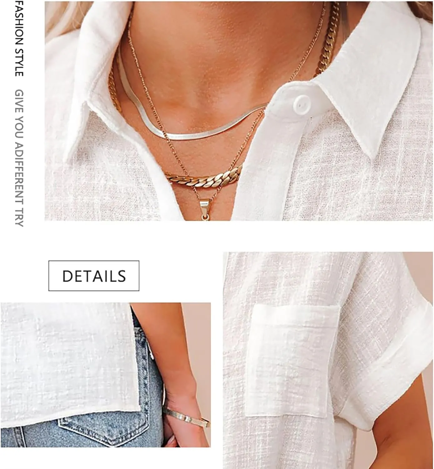Mayntop Cotton Linen Shirts for Women Solid Color Oversized Button-Down Collar Loose Top T-Shirt Tee Shirt Blouse