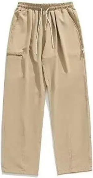 Men Cargo Pant Lightweight Tactical Hiking Jogger Pant Relaxed Fit Sport Drawstring Outdoor Trousers with Zip Pockets