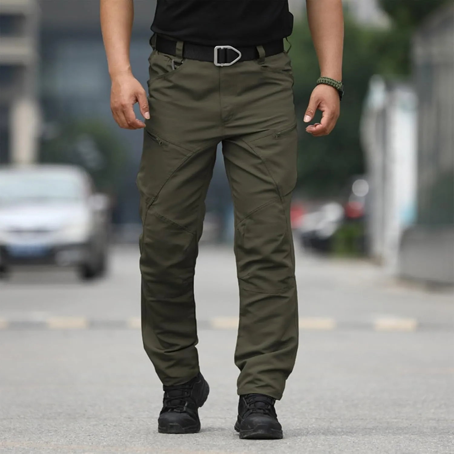 Men Cargo Pants Baggy Casual Work Pants Water Resistant Straight Trousers Hiking Multi Pockets Tactical Pants