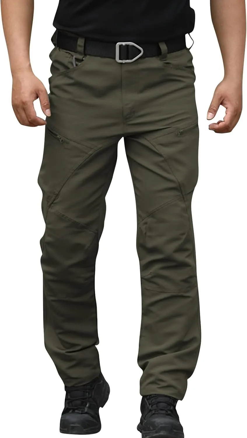 Men Cargo Pants Baggy Casual Work Pants Water Resistant Straight Trousers Hiking Multi Pockets Tactical Pants