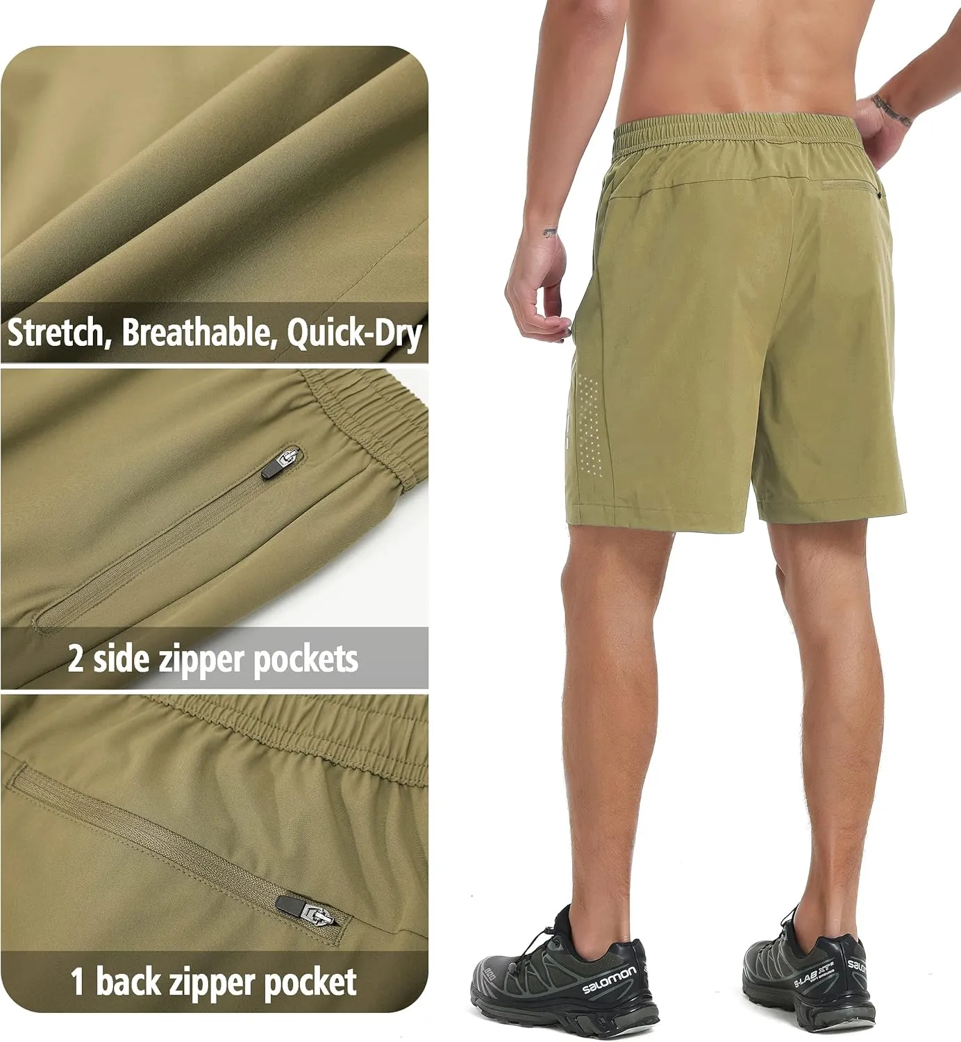 Men's Athletic Running Shorts Quick Dry Workout Gym Shorts 7" Lightweight Sports Active Training Tennis Hiking Shorts