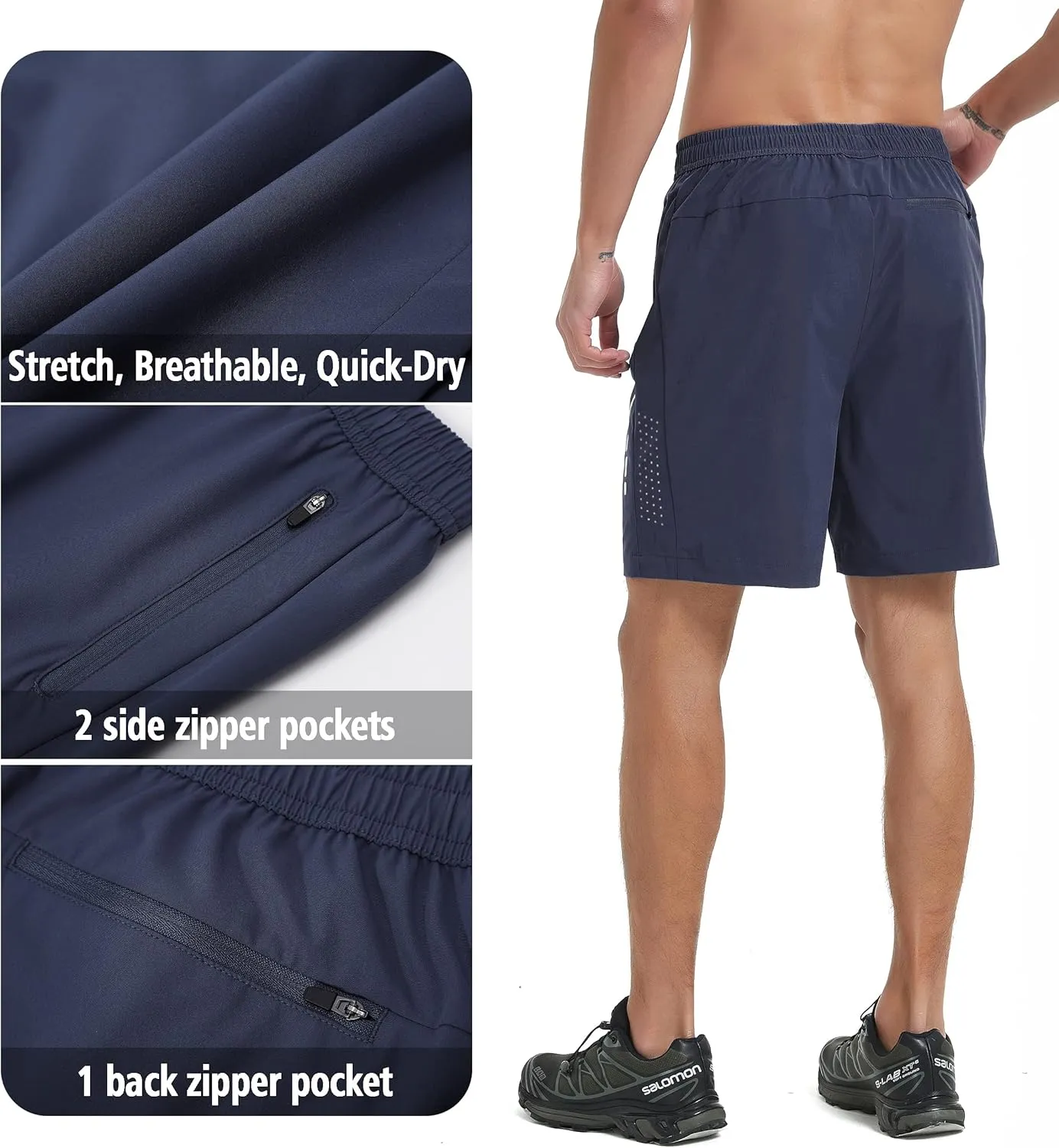 Men's Athletic Running Shorts Quick Dry Workout Gym Shorts 7" Lightweight Sports Active Training Tennis Hiking Shorts