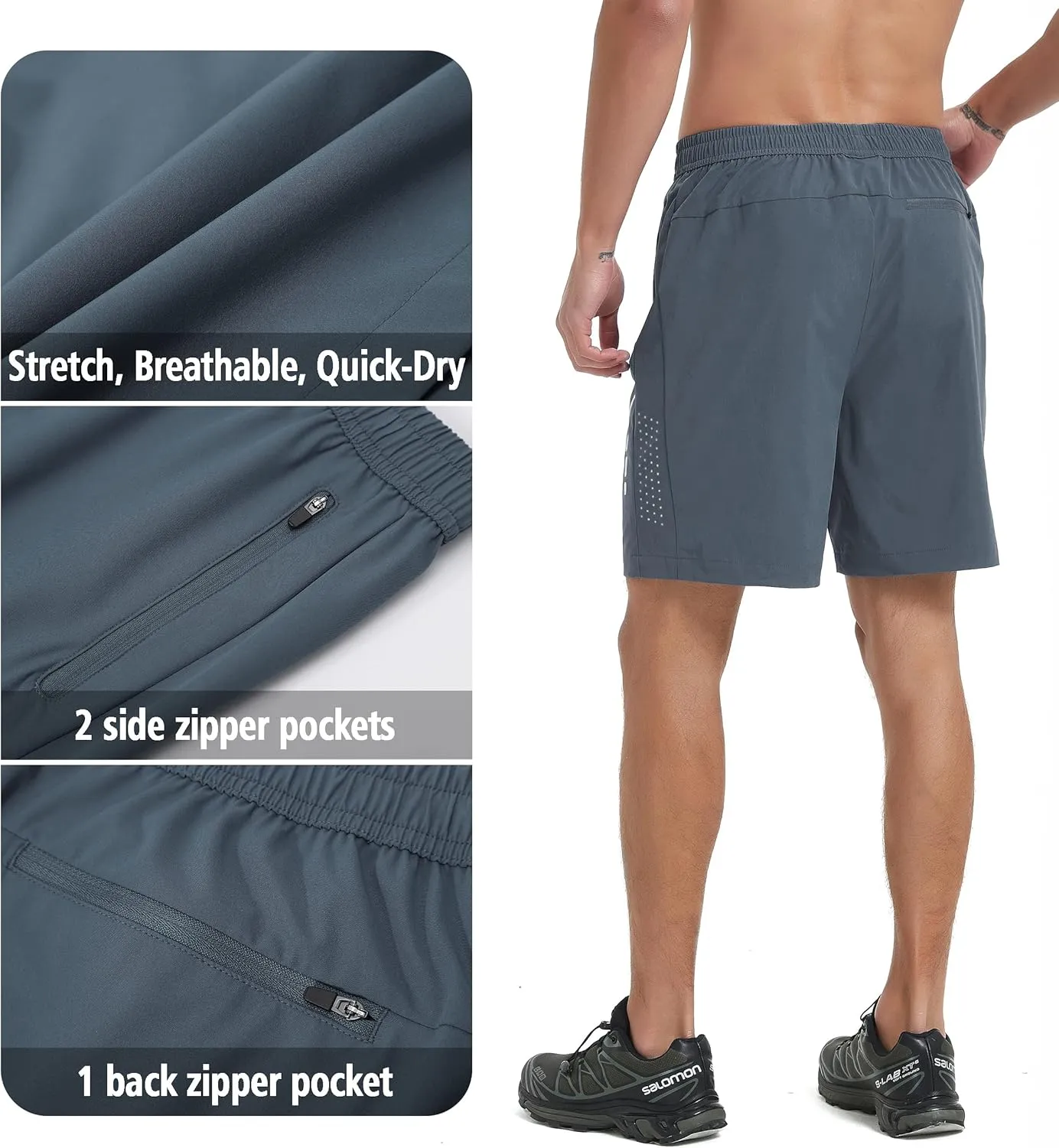 Men's Athletic Running Shorts Quick Dry Workout Gym Shorts 7" Lightweight Sports Active Training Tennis Hiking Shorts