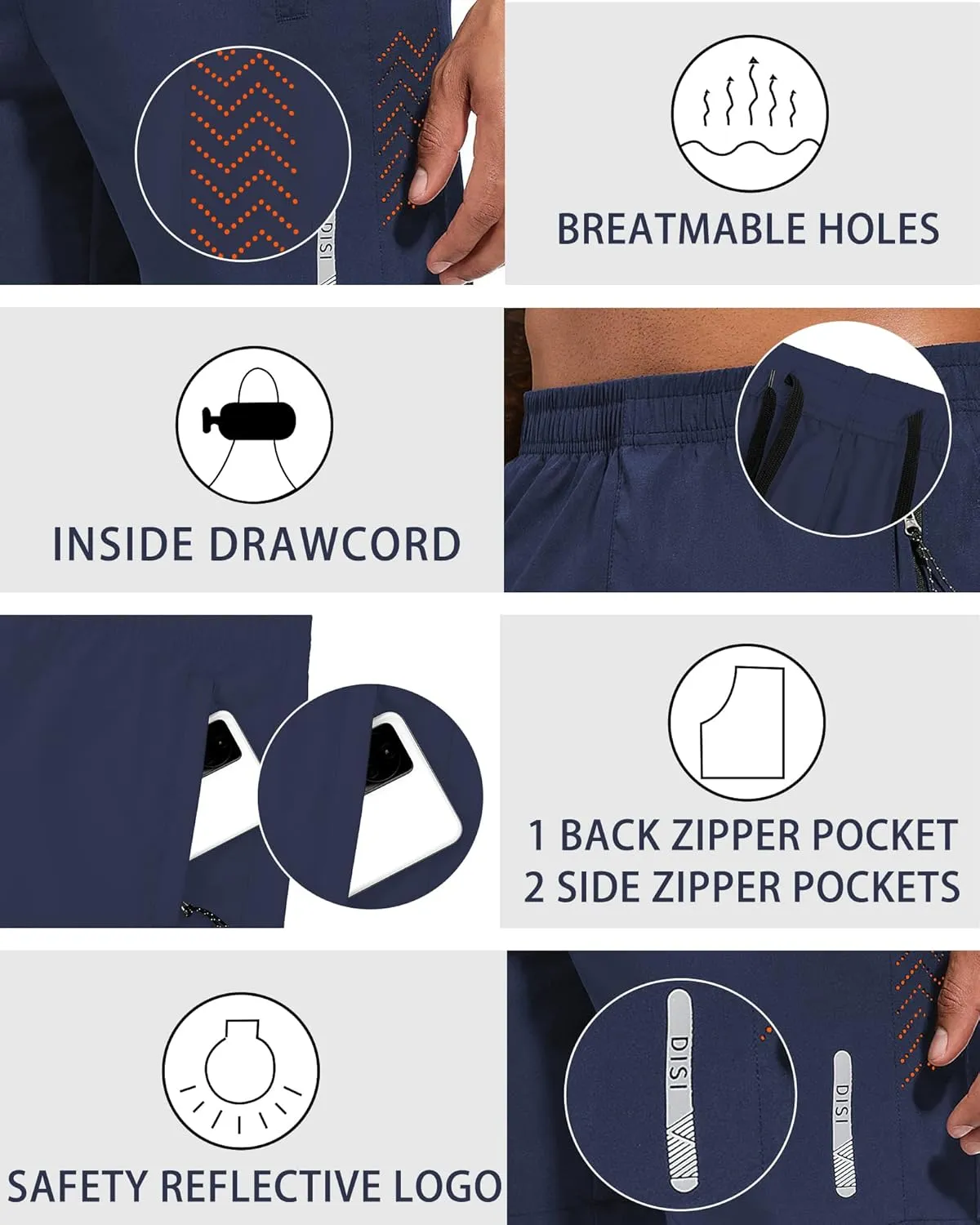 Mens Athletic Shorts 7 Inch Quick Dry Running Sports Shorts Lightweight Workout Gym Shorts Elastic Waist Shorts with Pockets