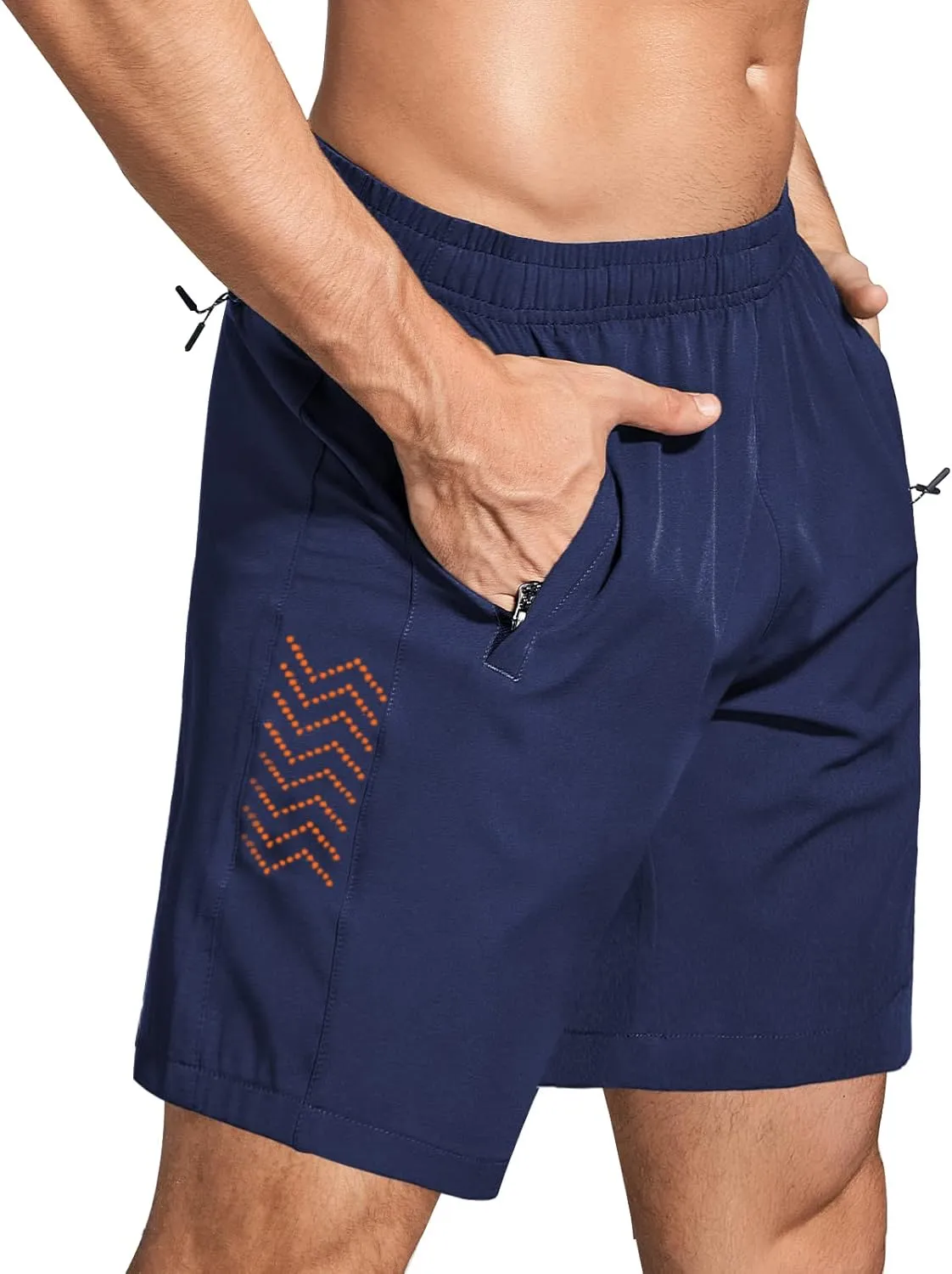 Mens Athletic Shorts 7 Inch Quick Dry Running Sports Shorts Lightweight Workout Gym Shorts Elastic Waist Shorts with Pockets