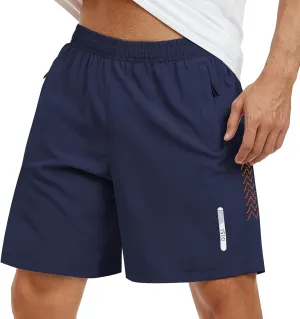 Mens Athletic Shorts 7 Inch Quick Dry Running Sports Shorts Lightweight Workout Gym Shorts Elastic Waist Shorts with Pockets