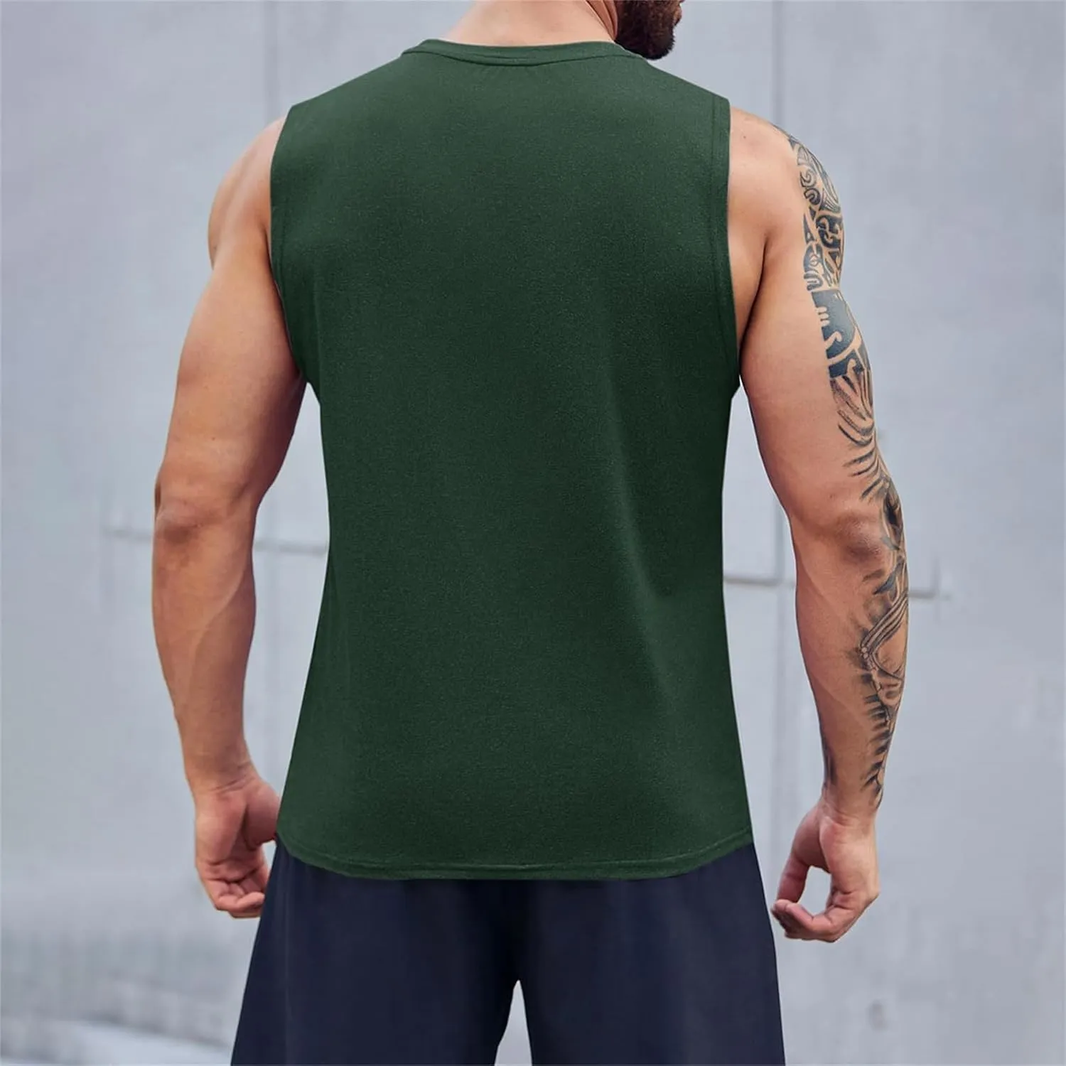 Mens Beach Tank Tops Fashion Graphic Fitness Mesh Breathable Quick Drying Solid Color Sleeveless Tank Top For Men