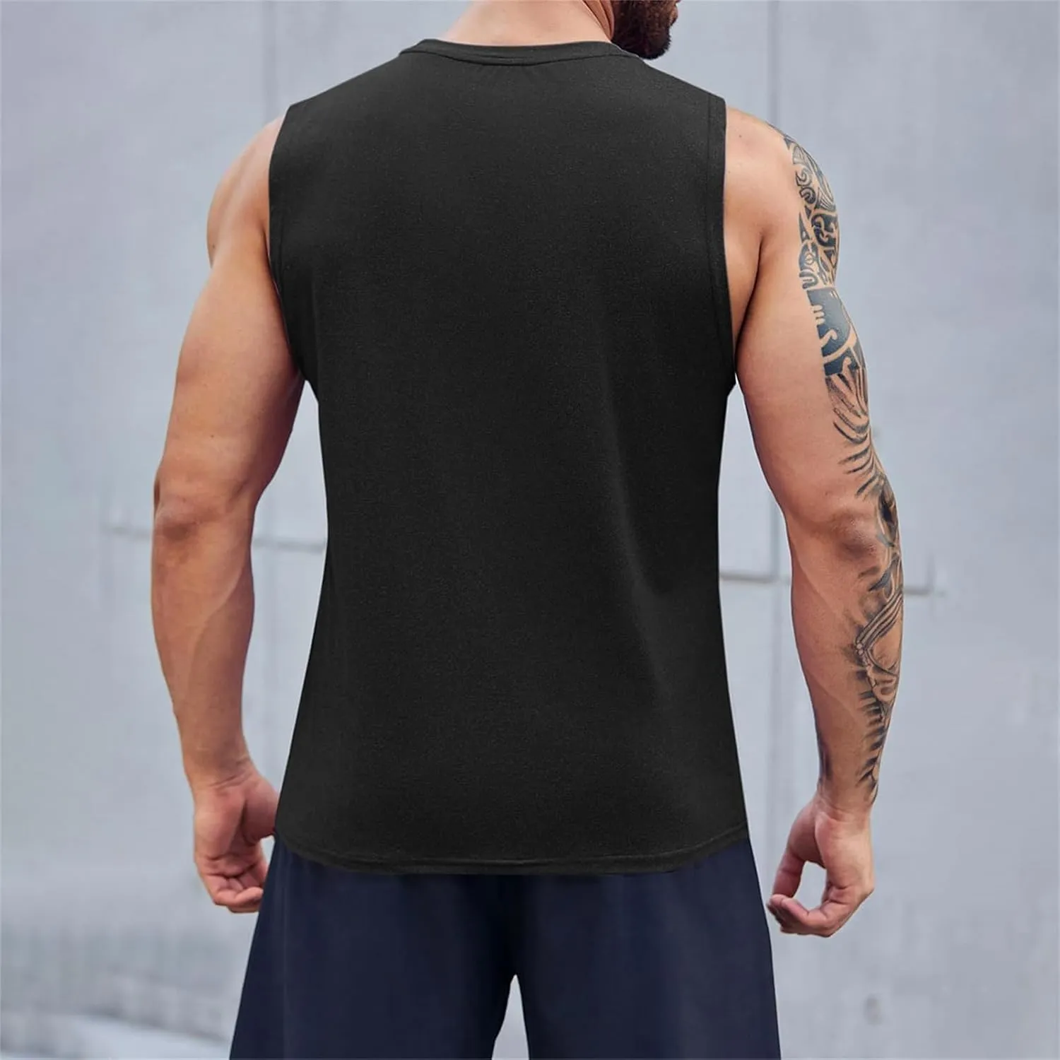 Mens Beach Tank Tops Fashion Graphic Fitness Mesh Breathable Quick Drying Solid Color Sleeveless Tank Top For Men