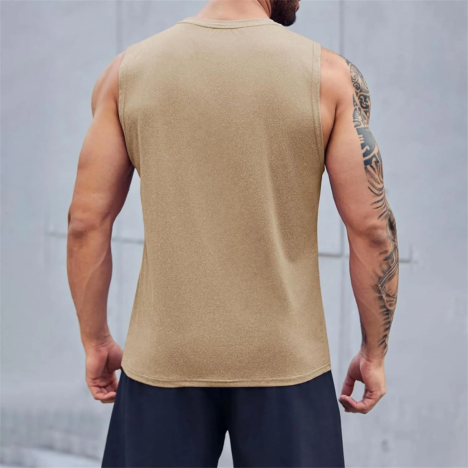 Mens Beach Tank Tops Fashion Graphic Fitness Mesh Breathable Quick Drying Solid Color Sleeveless Tank Top For Men