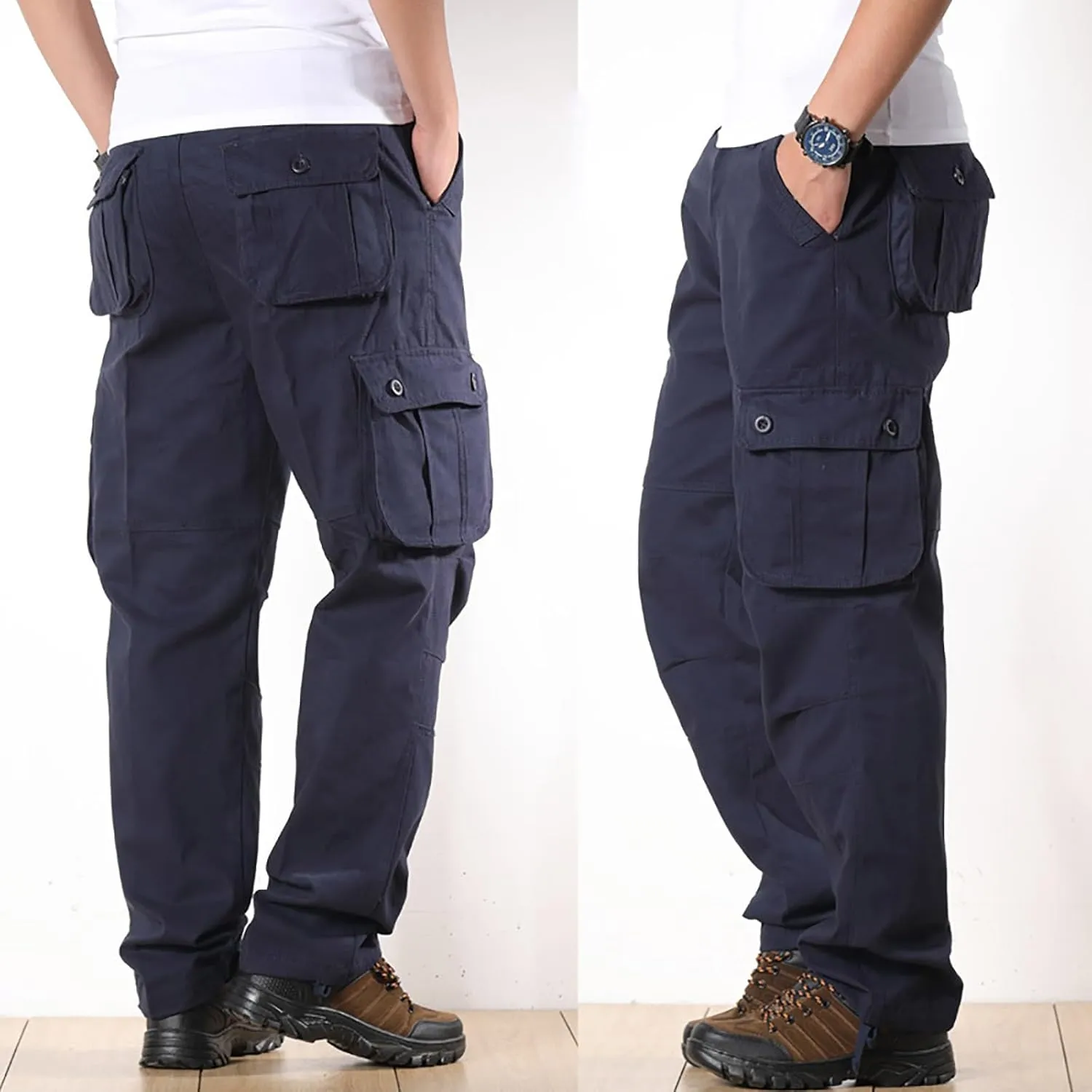 Men's Big and Tall Cargo Pants Loose Straight Leg Outdoor Travel Hiking Trousers Lightweight Tactical Jogger Pants