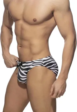 Men's Bikini Swimwear Sexy Low Rise Swimming Briefs with Adjustable Drawstring