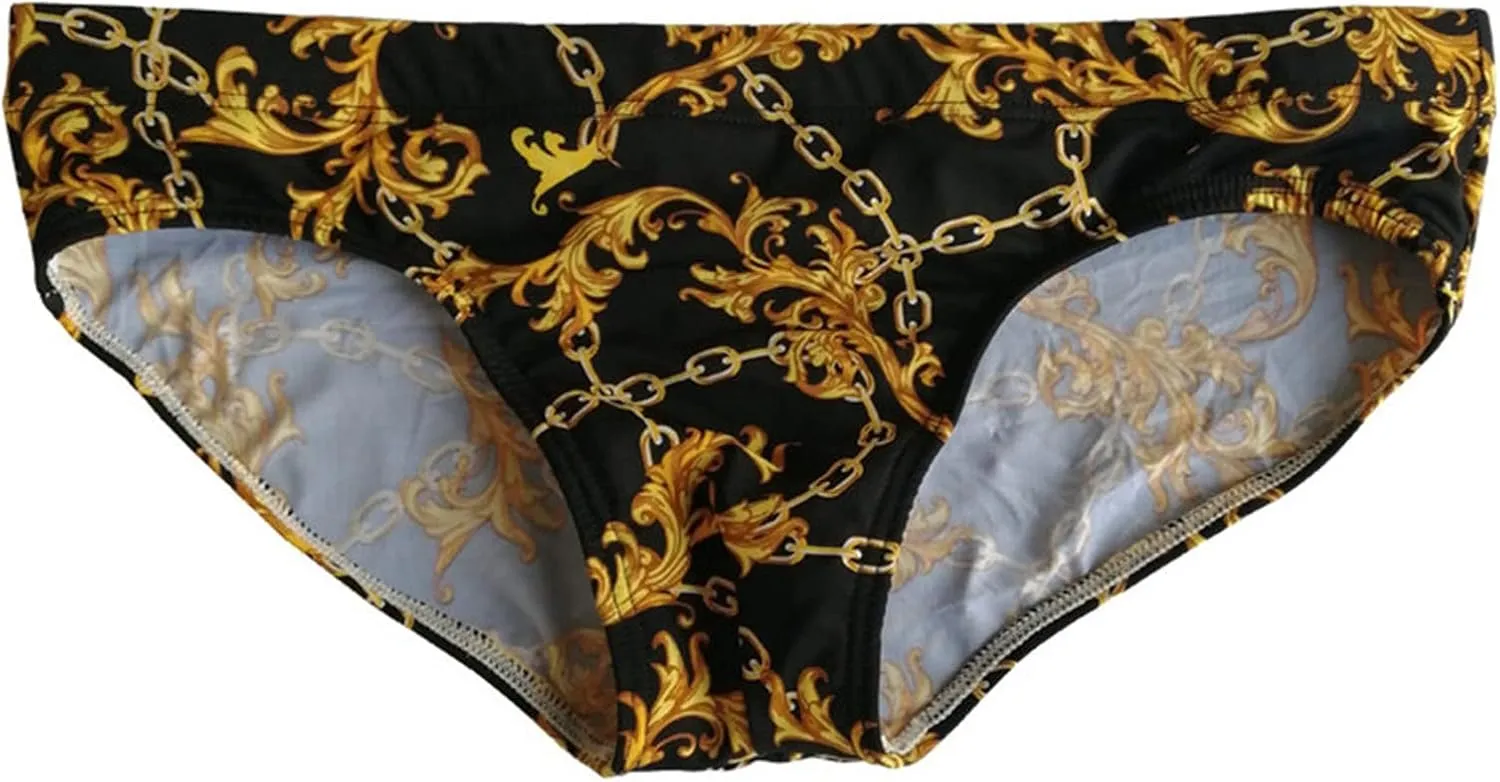 Men's Bikini Swimwear Sexy Low Rise Swimming Briefs with Adjustable Drawstring