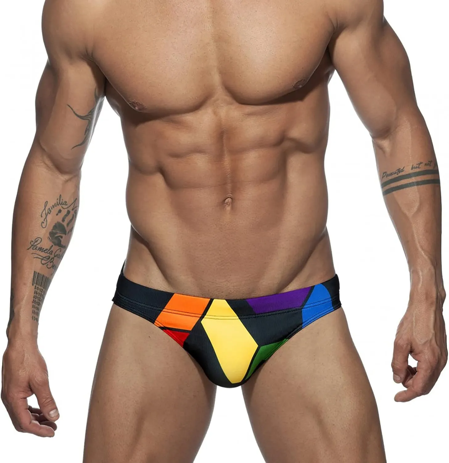 Men's Bikini Swimwear Sexy Low Rise Swimming Briefs with Adjustable Drawstring
