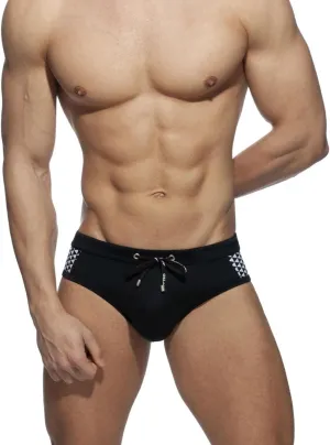 Men's Bikini Swimwear Sexy Low Rise Swimming Briefs with Adjustable Drawstring