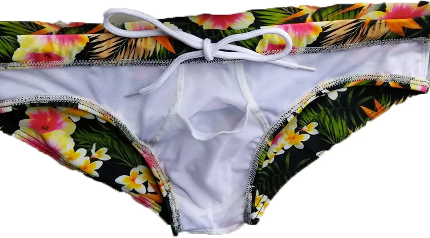 Men's Bikini Swimwear Sexy Low Rise Swimming Briefs with Adjustable Drawstring