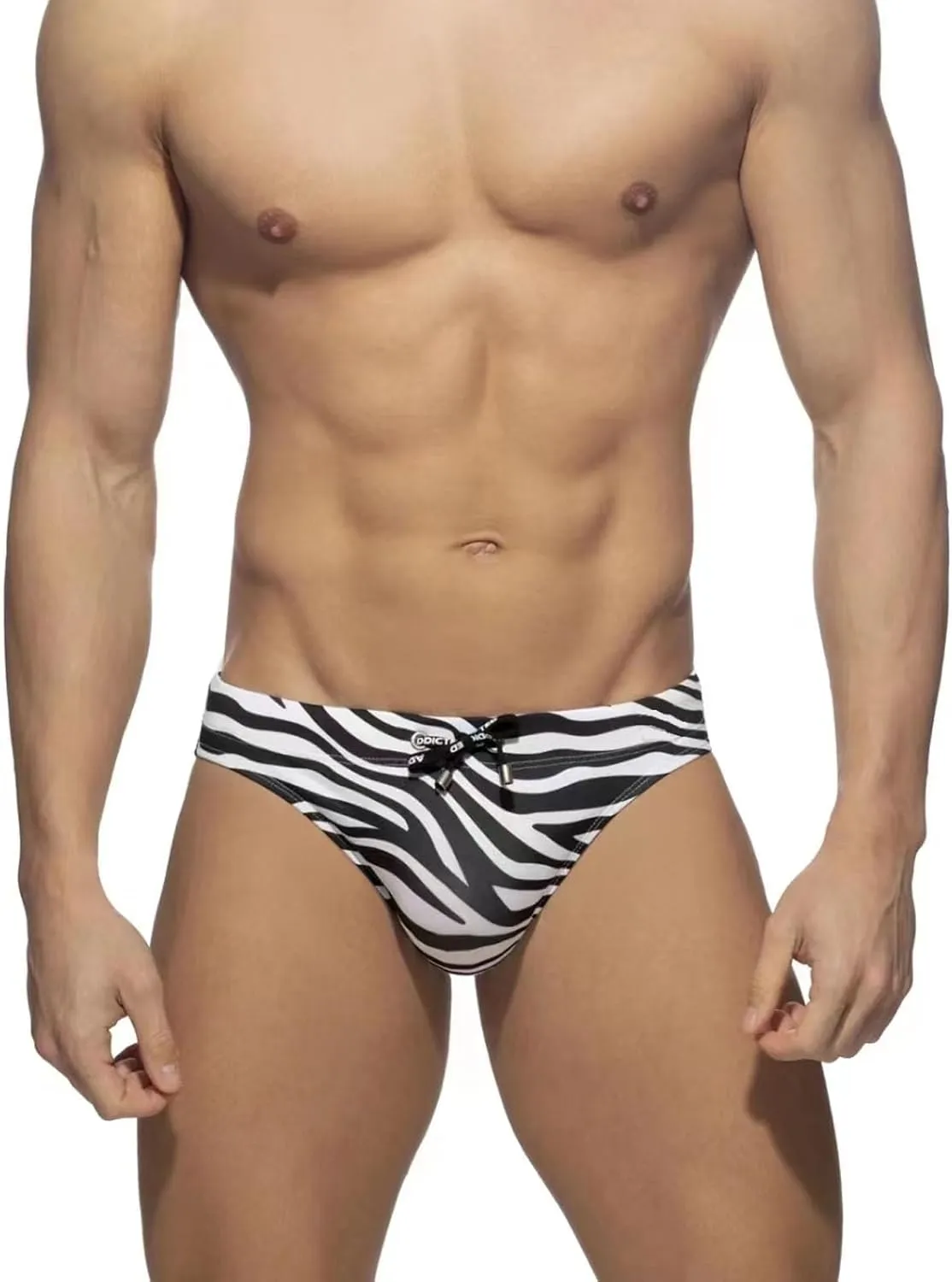Men's Bikini Swimwear Sexy Low Rise Swimming Briefs with Adjustable Drawstring