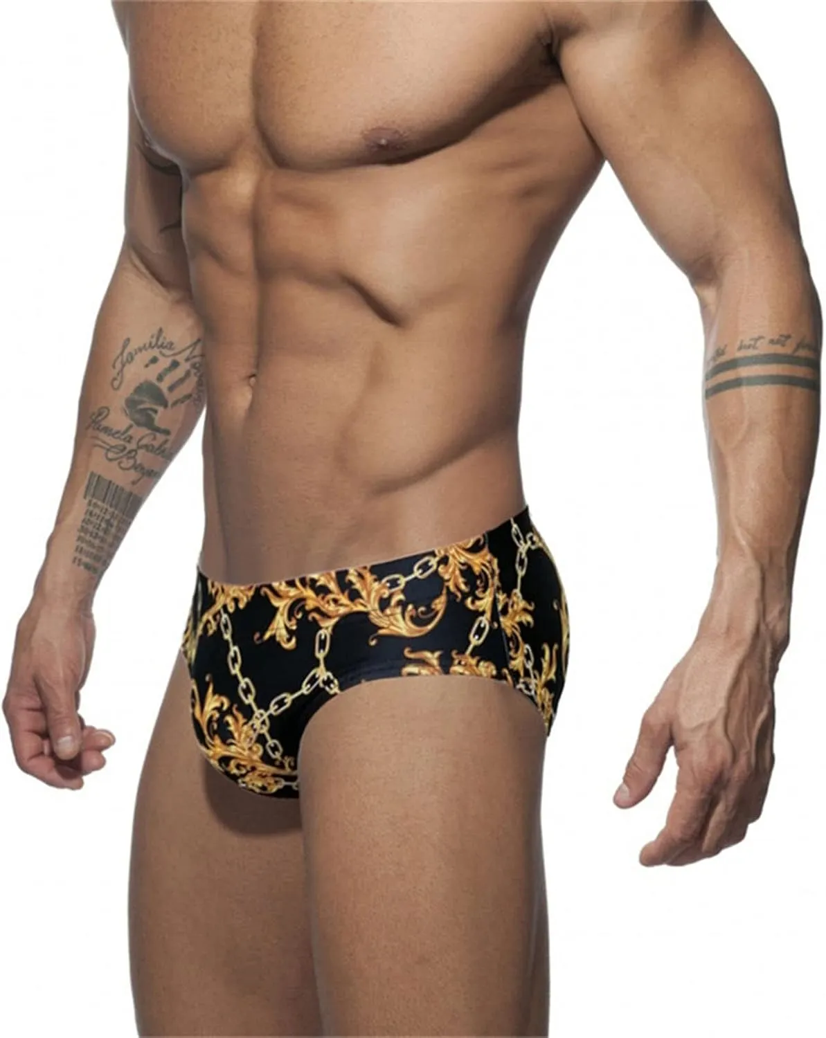 Men's Bikini Swimwear Sexy Low Rise Swimming Briefs with Adjustable Drawstring