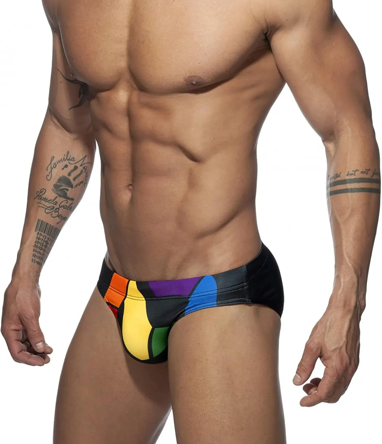Men's Bikini Swimwear Sexy Low Rise Swimming Briefs with Adjustable Drawstring