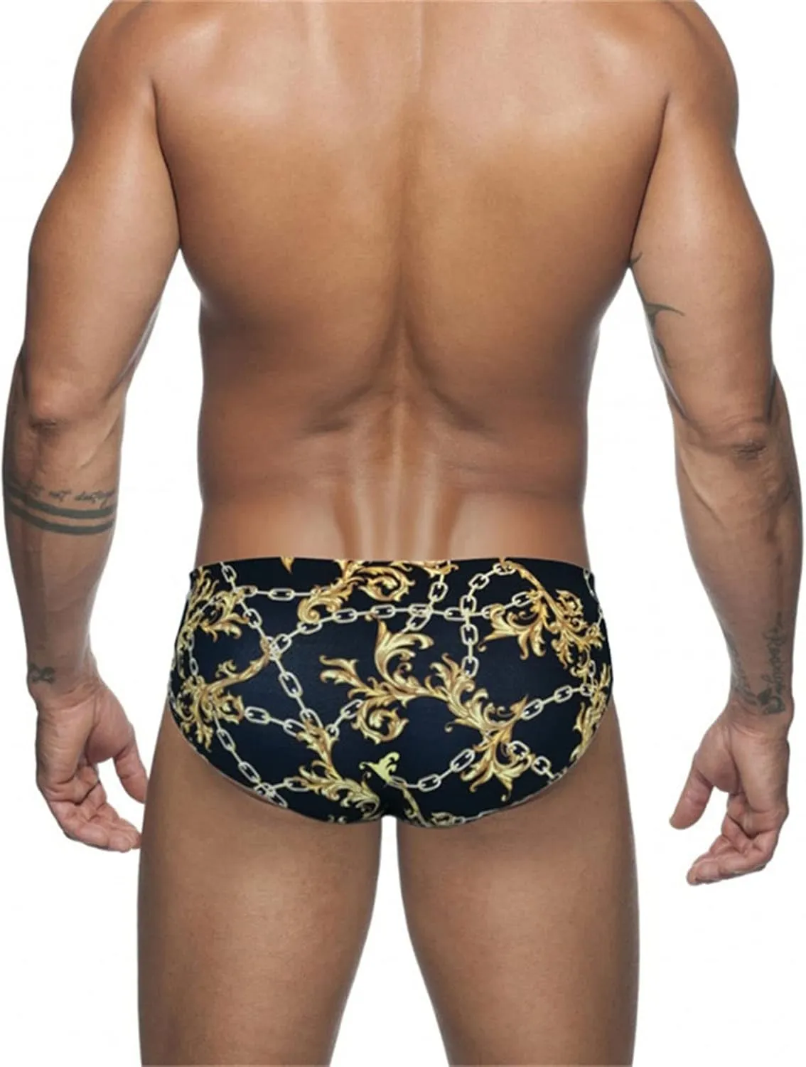 Men's Bikini Swimwear Sexy Low Rise Swimming Briefs with Adjustable Drawstring