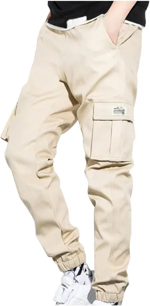 Men's Cargo Pants Lightweight Elastic Waist Pants Baggy Jogger Pants Outdoor Hiking Pants Athletic Pants with Pockets