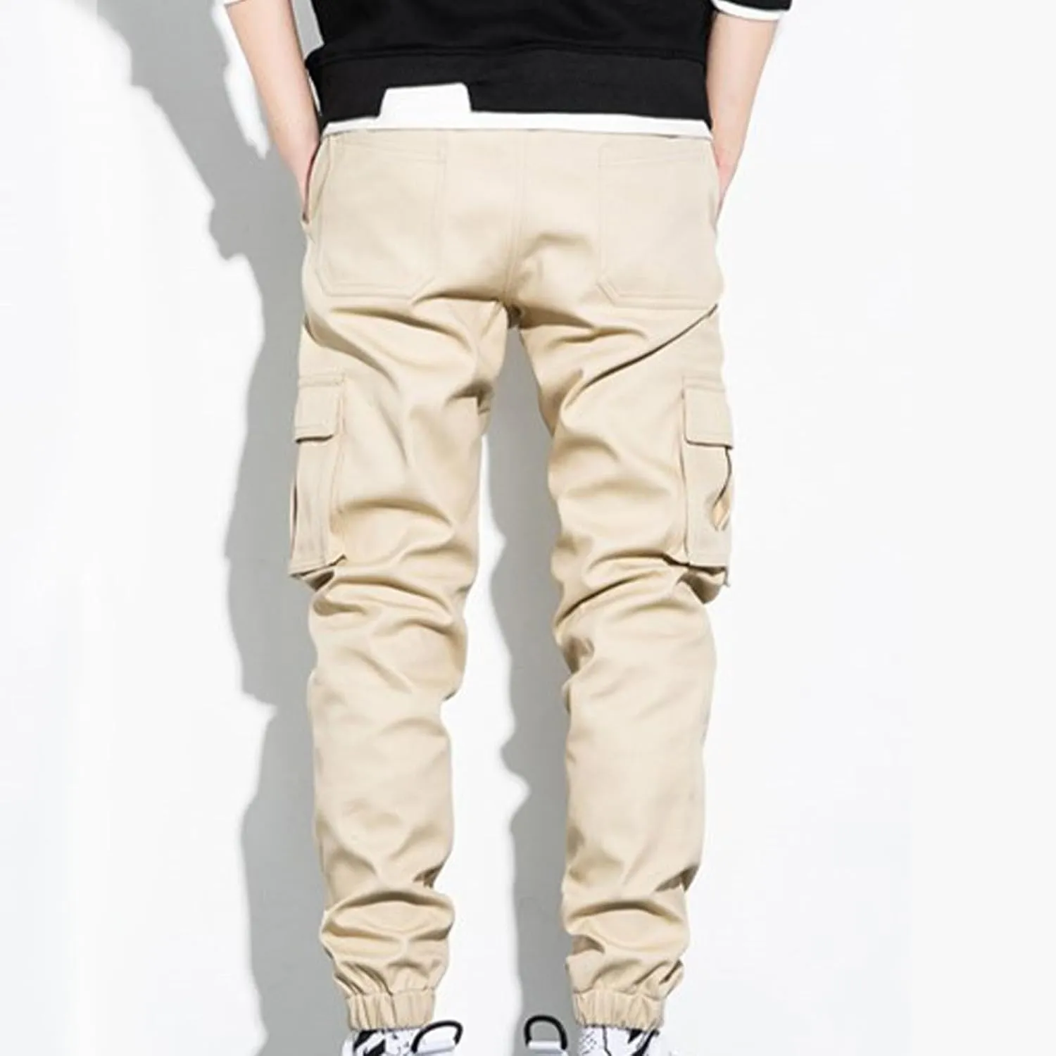 Men's Cargo Pants Lightweight Elastic Waist Pants Baggy Jogger Pants Outdoor Hiking Pants Athletic Pants with Pockets