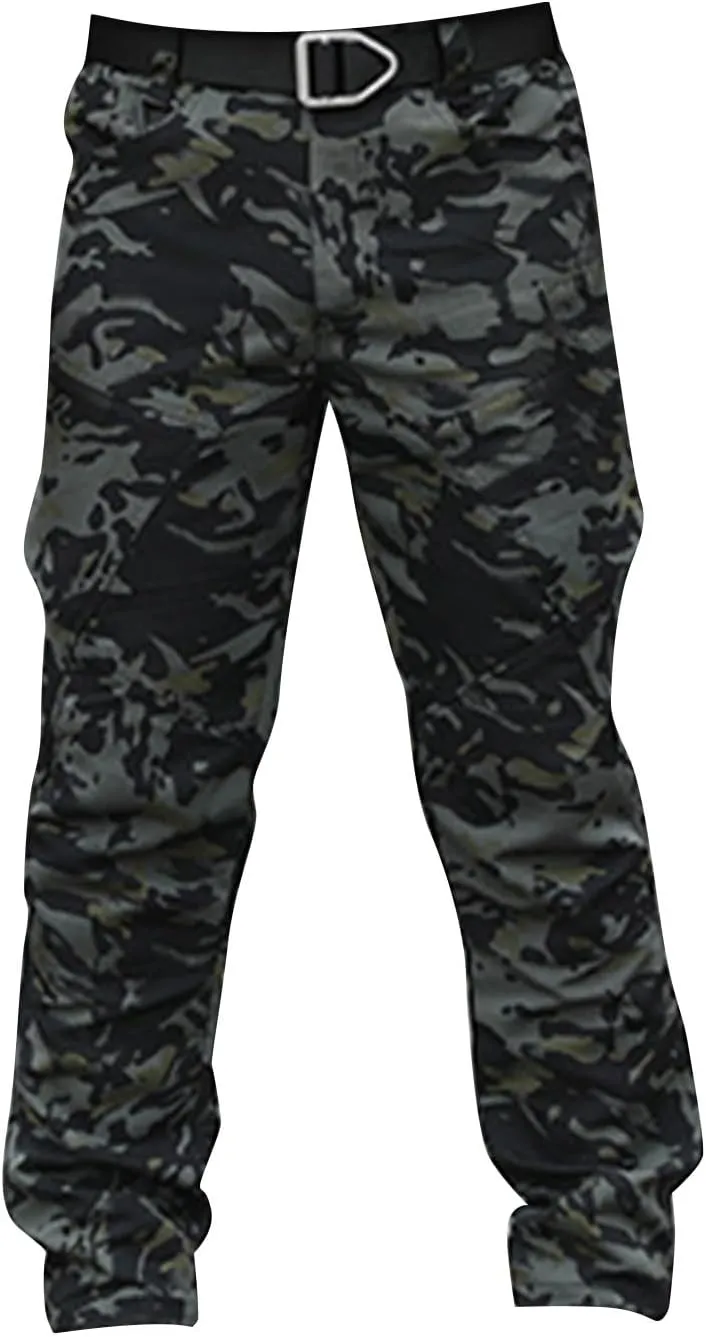 Mens Cargo Pants Multi Pockets Work Pants Hiking Baggy Casual Trousers Water Resistant Straight Tactical Pants