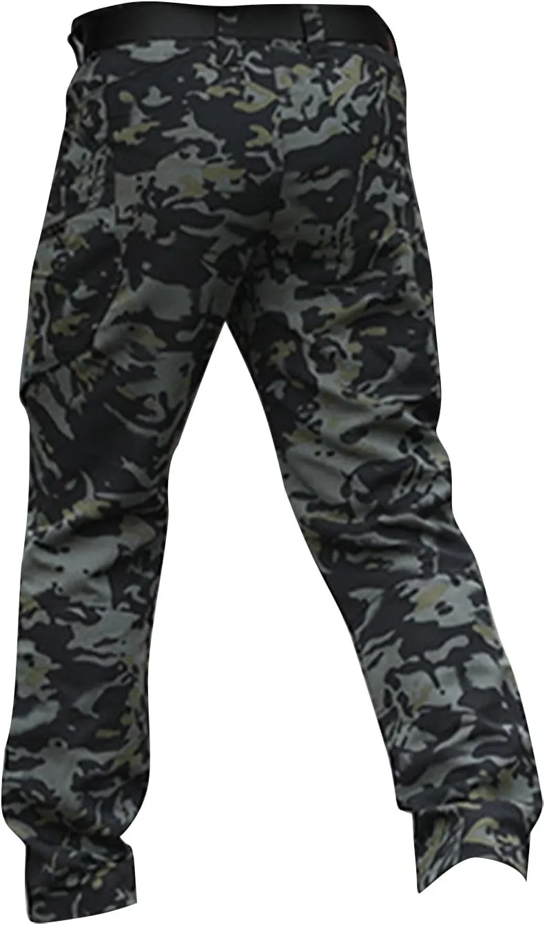 Mens Cargo Pants Multi Pockets Work Pants Hiking Baggy Casual Trousers Water Resistant Straight Tactical Pants