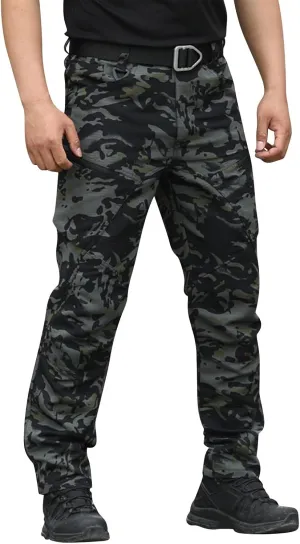 Mens Cargo Pants Multi Pockets Work Pants Hiking Baggy Casual Trousers Water Resistant Straight Tactical Pants