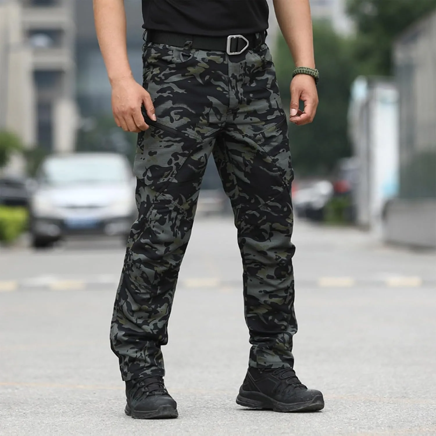 Mens Cargo Pants Multi Pockets Work Pants Hiking Baggy Casual Trousers Water Resistant Straight Tactical Pants