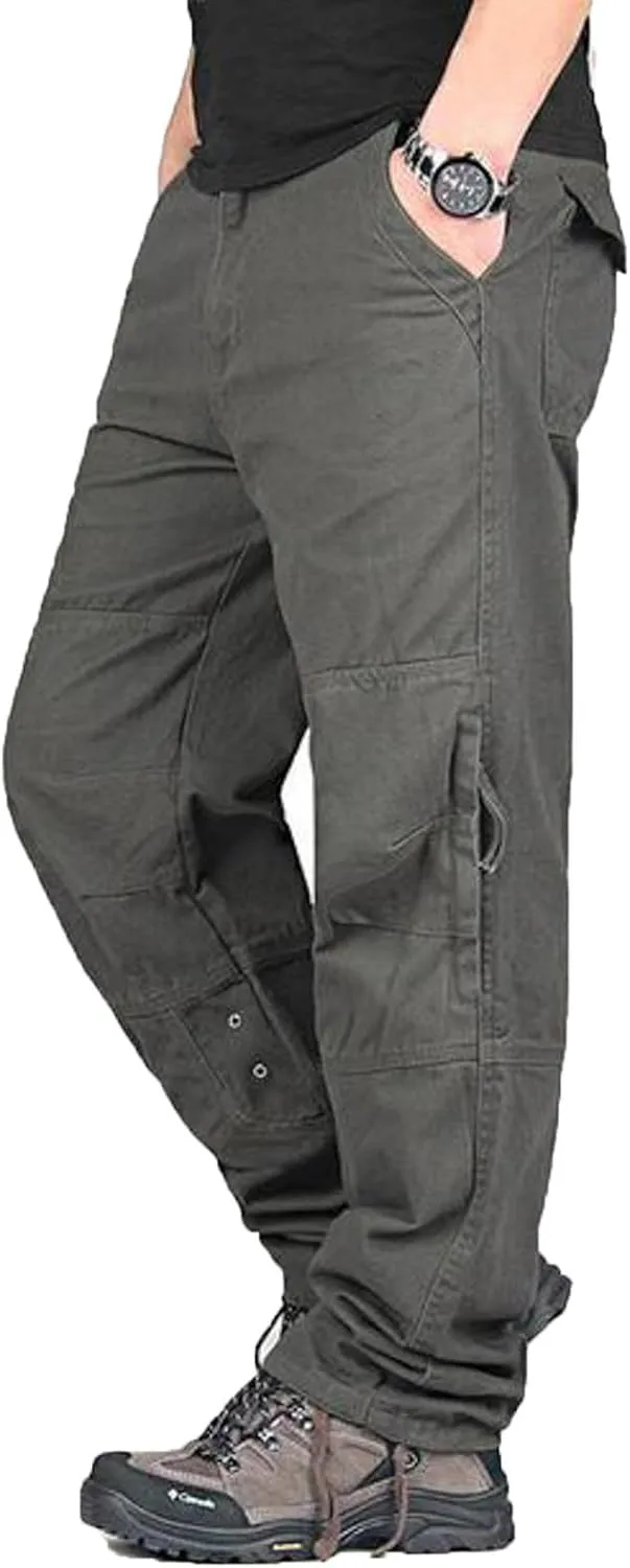 Mens Cargo Pants Relaxed Fit Work Hiking Pants Stretch Tactical Pants Lightweight Outdoor Travel Pants Multi Pockets Pants