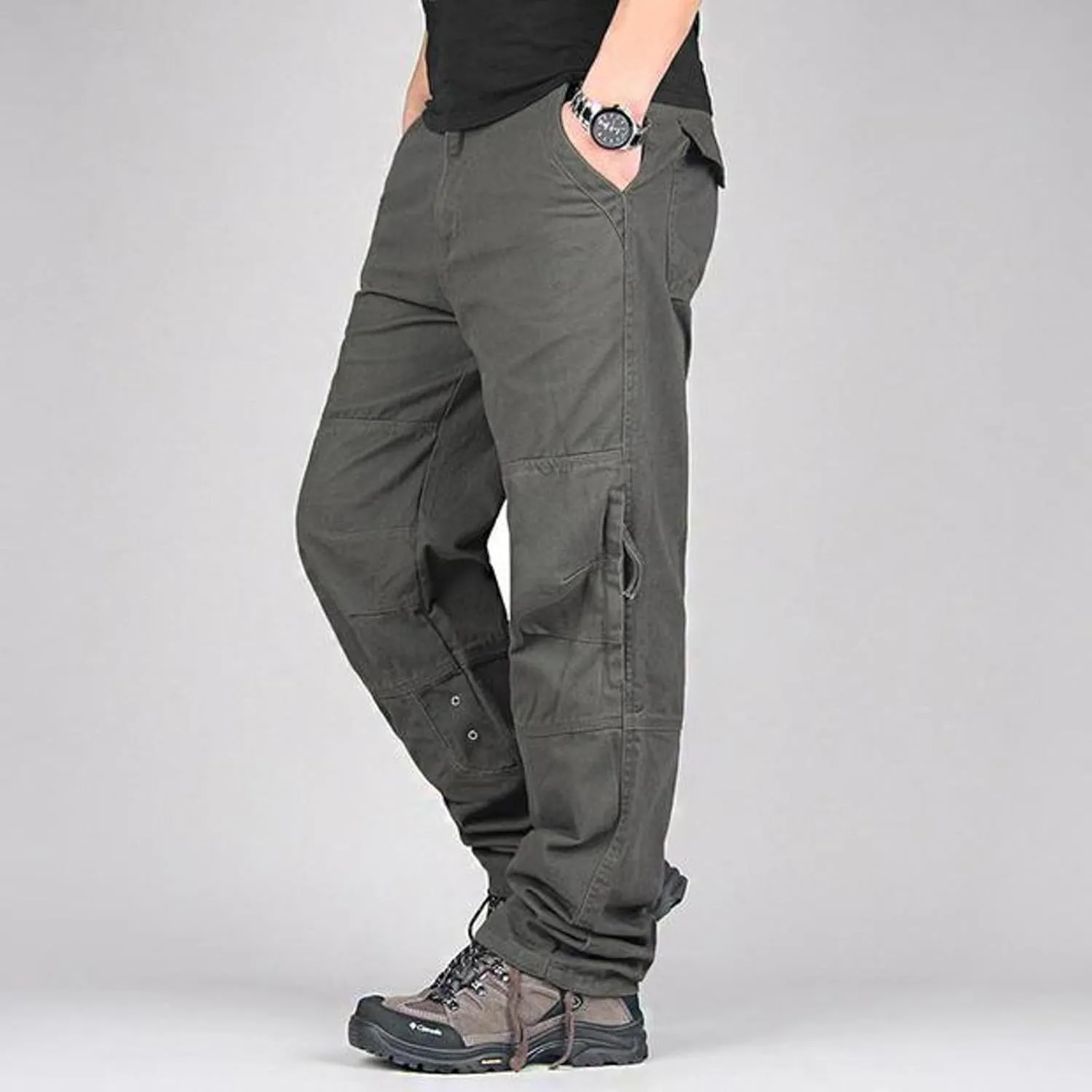 Mens Cargo Pants Relaxed Fit Work Hiking Pants Stretch Tactical Pants Lightweight Outdoor Travel Pants Multi Pockets Pants