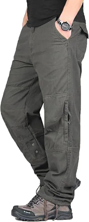 Mens Cargo Pants Relaxed Fit Work Hiking Pants Stretch Tactical Pants Lightweight Outdoor Travel Pants Multi Pockets Pants