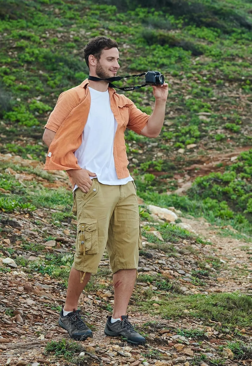 Mens Cargo Shorts Casual Shorts Hiking Shorts Below Knee Relaxed Fit Multi Pockets Running Joggers Outdoor Mens Shorts